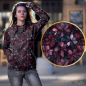 Preview: Bio French Terry mit Überbreite (Stoffbreite ca. 180 cm): Eigenproduktion  Red velvet blossom - von Graustufen-Stoffe